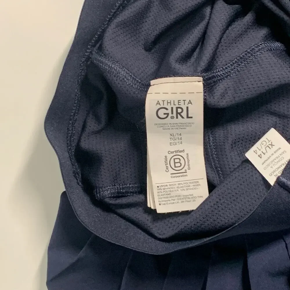Athleta Girl Pleat Perfect Skort XL Girl Navy Mini Active Sports